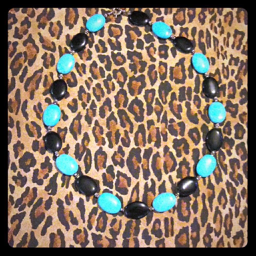 Turquoise/Black Jade Necklace